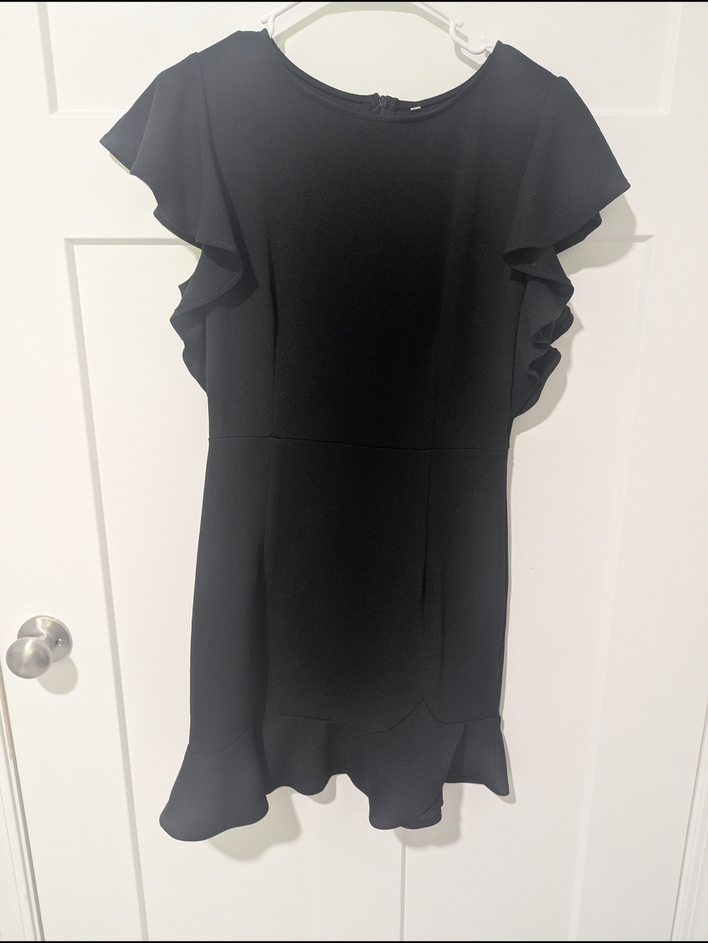 Elegant Black Ruffle Sleeve Dress - Women's